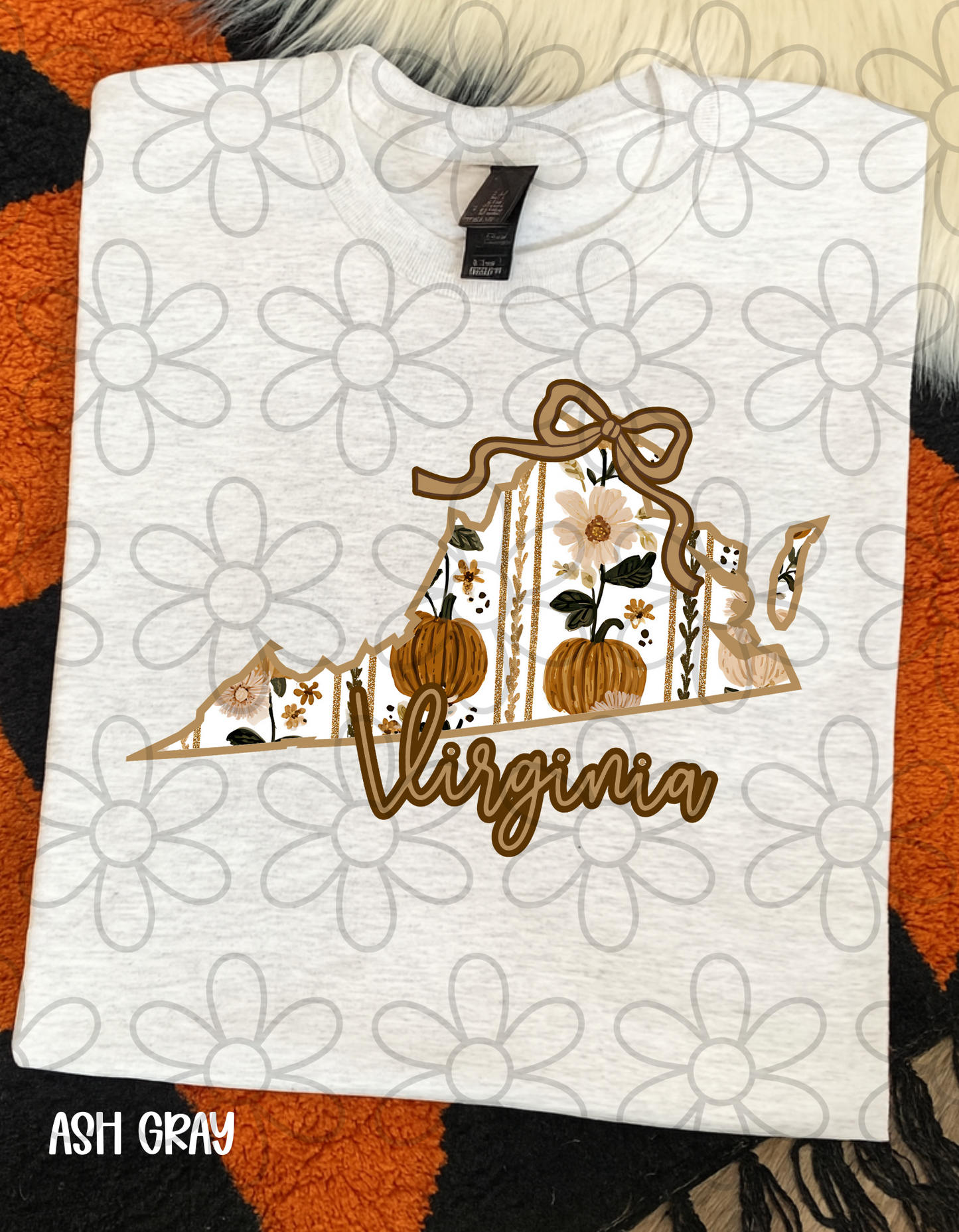 Fall Floral Pumpkin States (Multiple Options) DTF Transfer