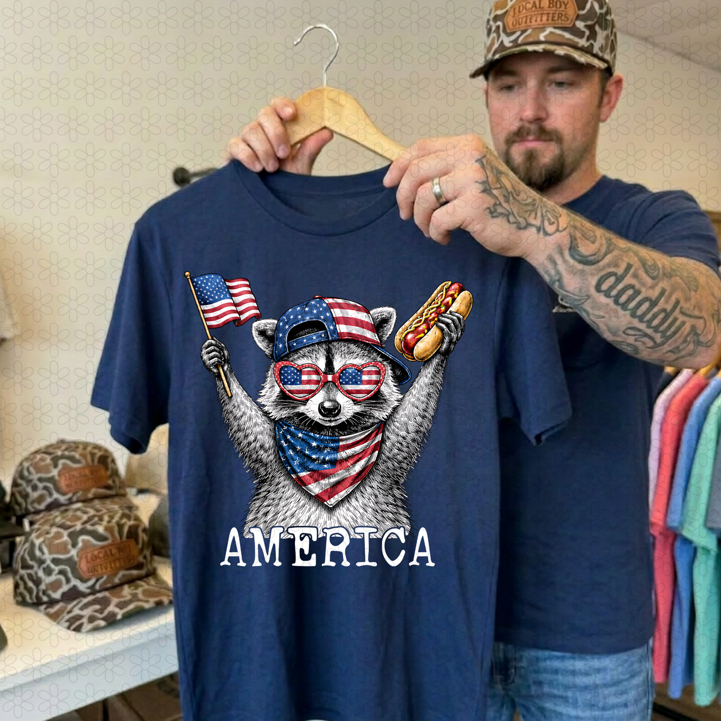 AMERICA RACCOON (Multiple Colors) DTF Transfer