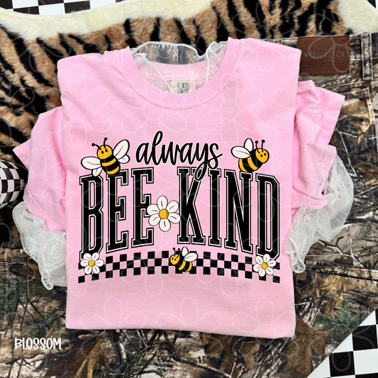 Always Bee Kind Checkered Kids Completed Tee