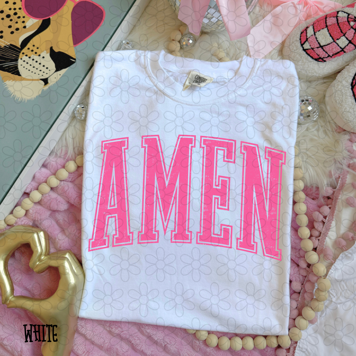 Amen Varsity Pink DTF Transfer