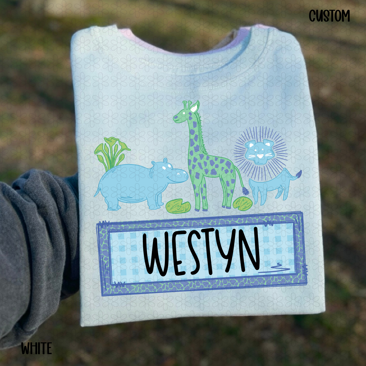 Animal Custom Name Plate- Blue DTF Transfer