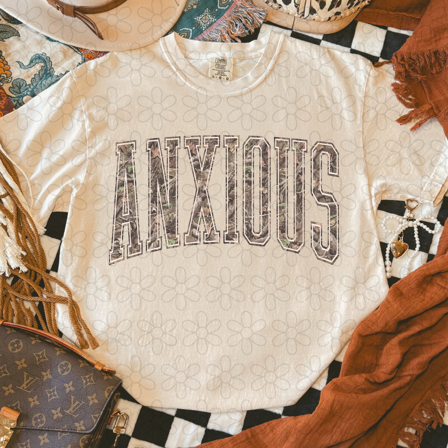 Anxious Varsity Camo DTF Transfer