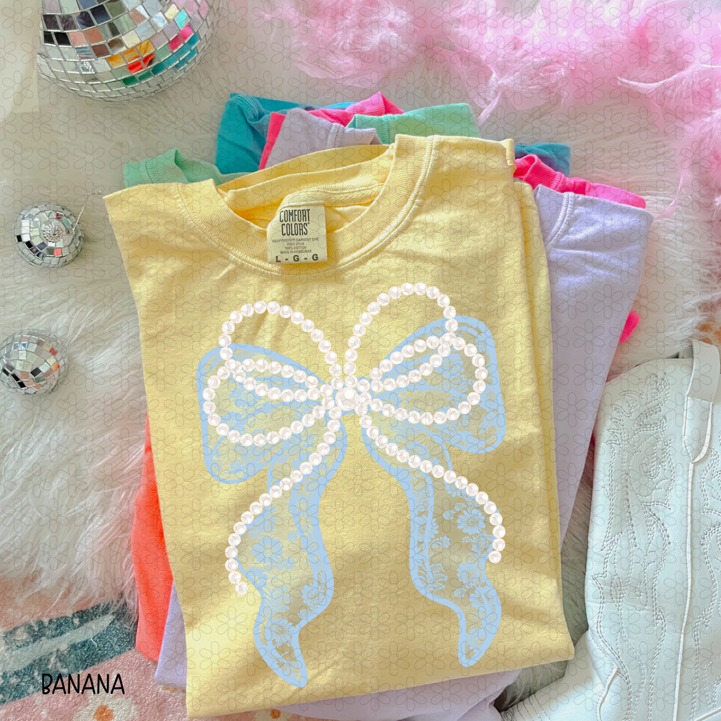 BLue Lace Bow DTF Transfer