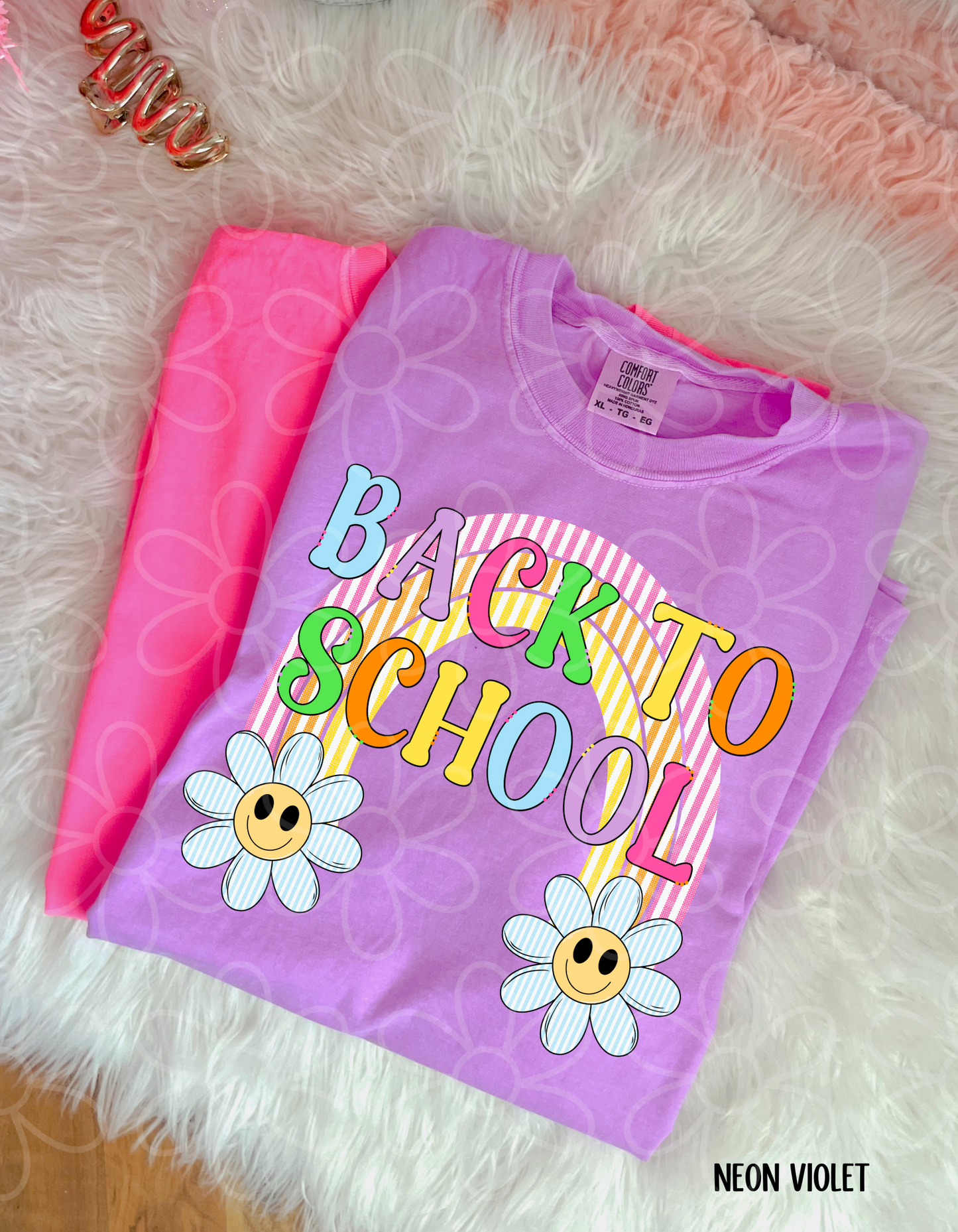 Back To School Rainbow Flowers Completed Tee