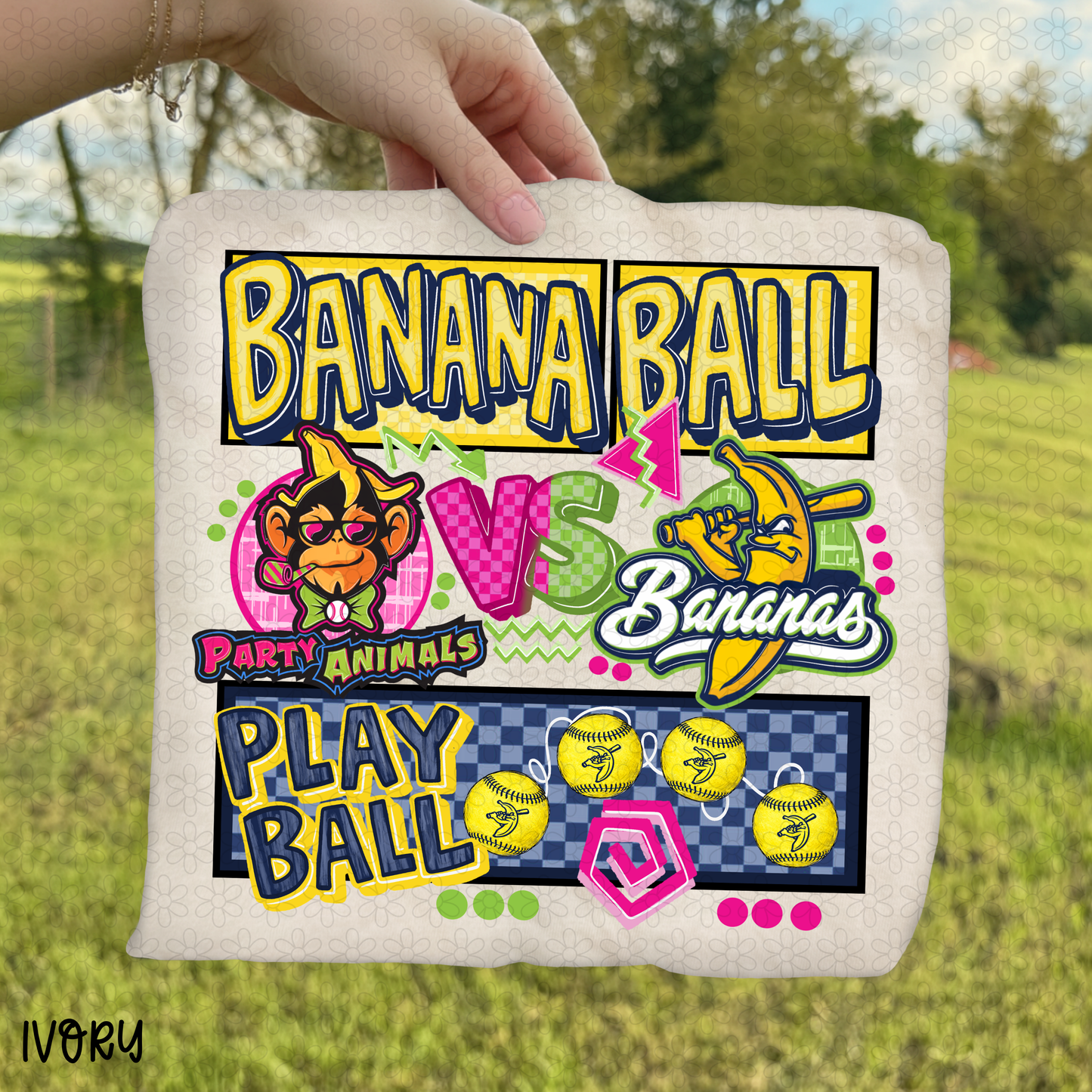 Banana Ball Vs Party Animals DTF Transfer