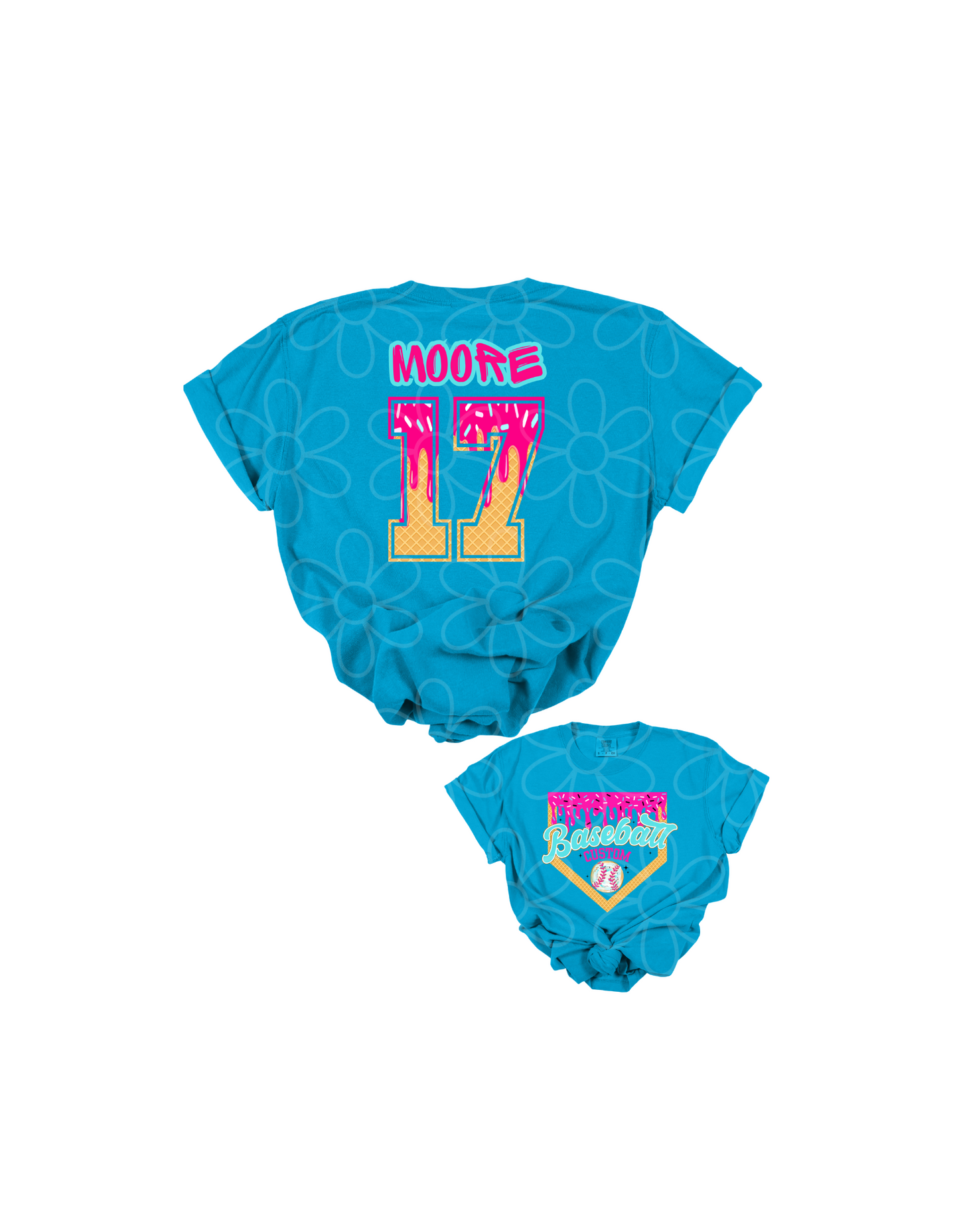 Baseball MaMa Pink Drip Custom Name & Number DTF Transfer