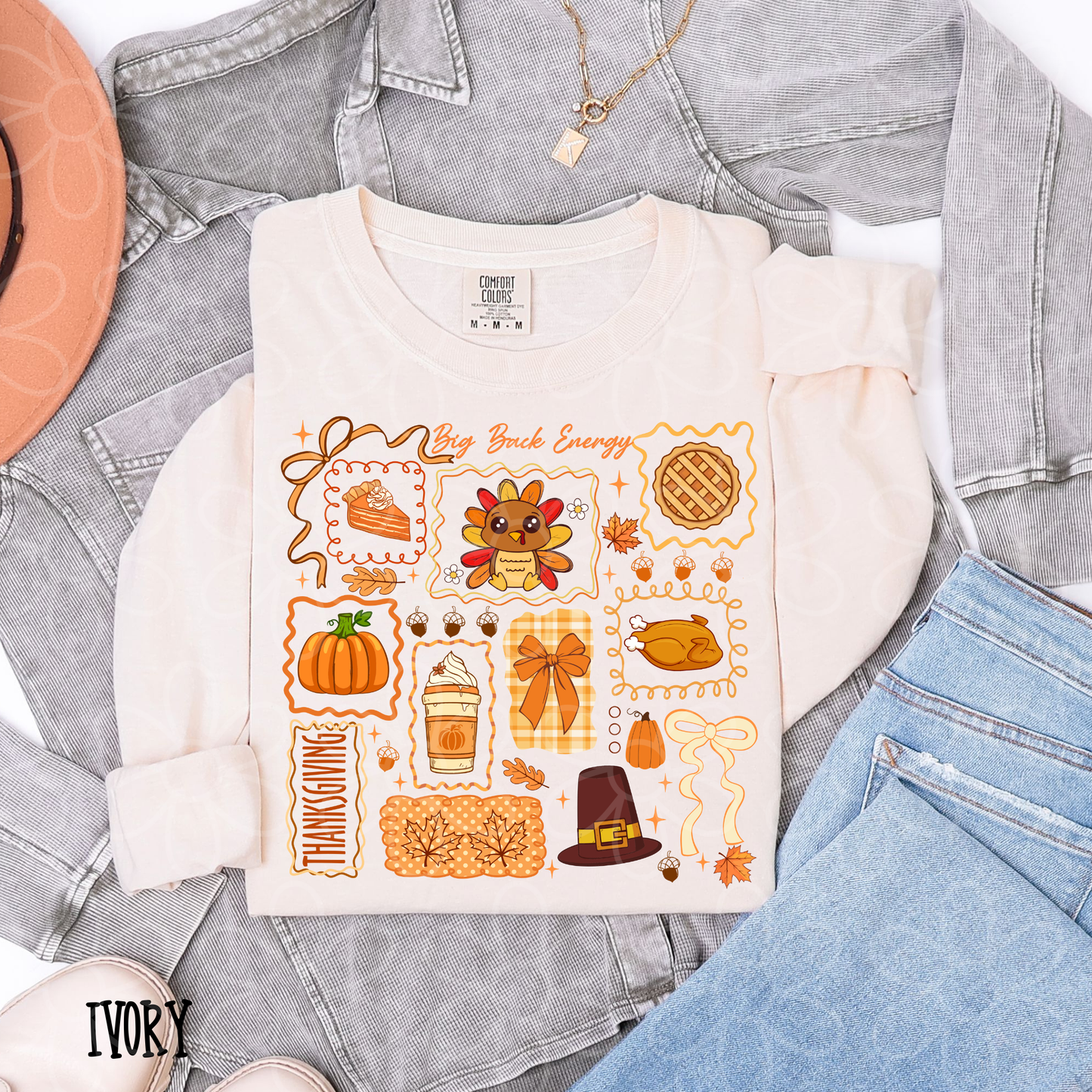 Big Back Energy Thanksgiving Collage Completed Tee