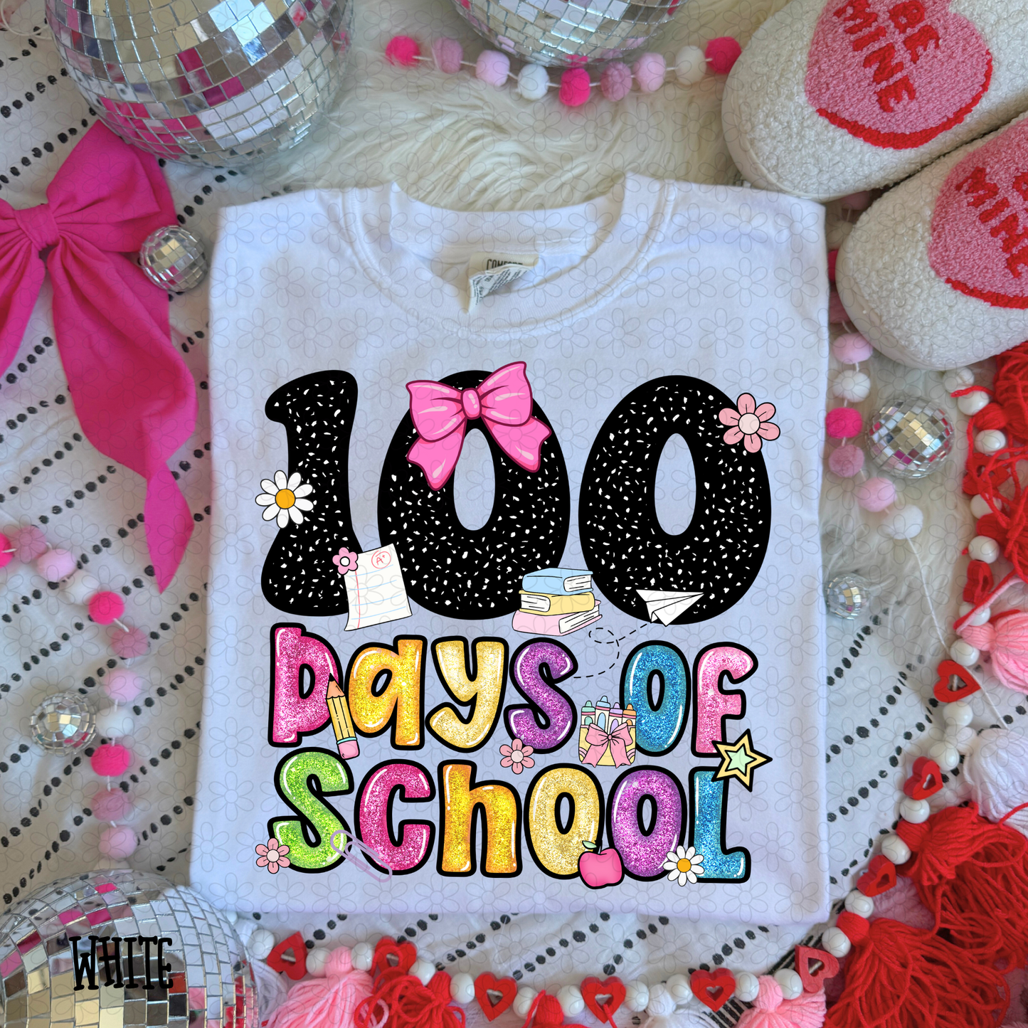 Black Speckle Colorful 100 Days Of School DTF Transfer