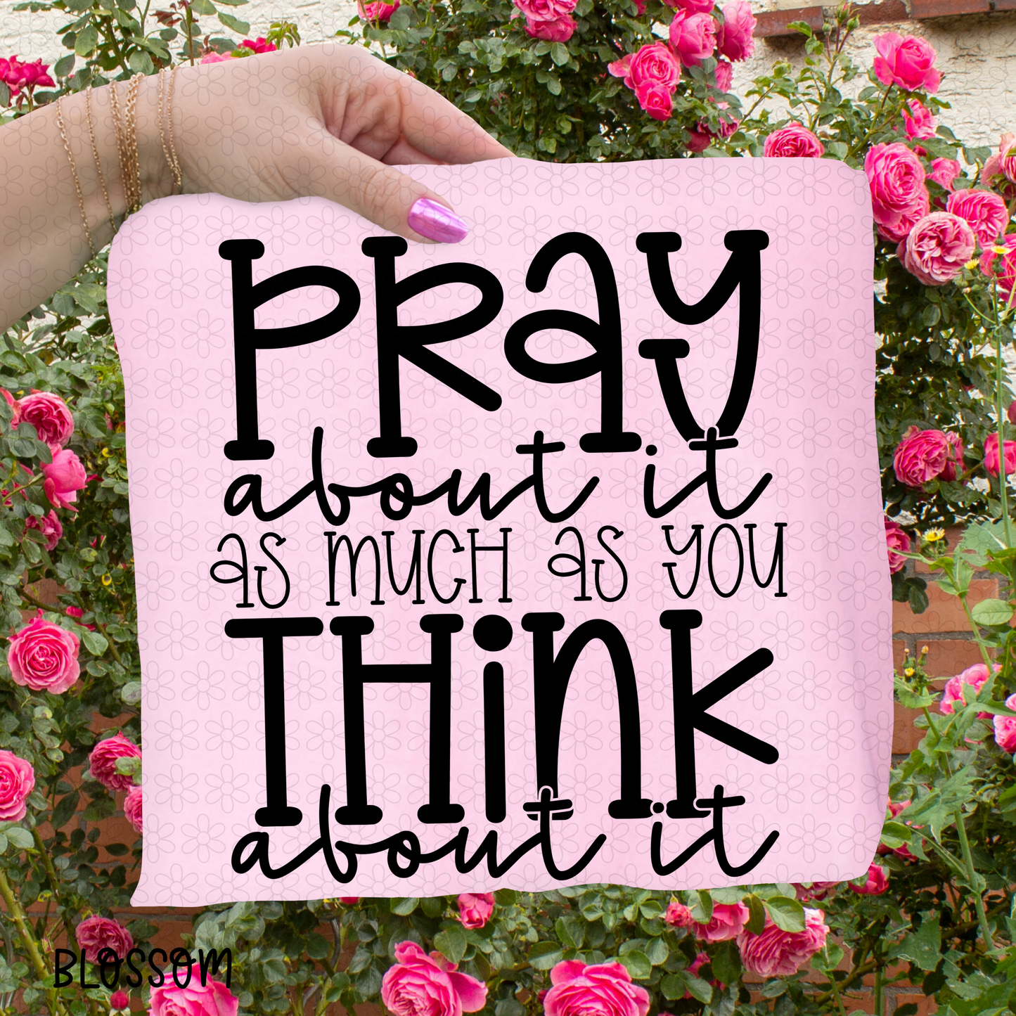 Black Pray about it as much as you think about it DTF Transfer