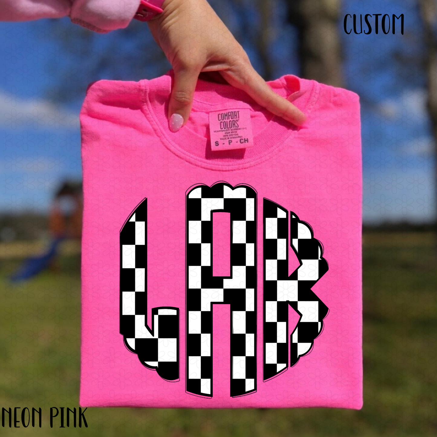 Black and white Checkered Monogram-Custom DTF Transfer
