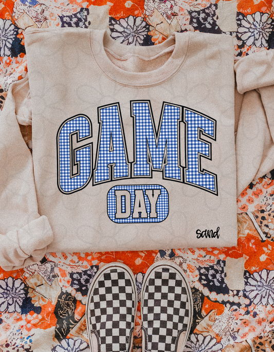 Blue Checkered Game Day Kids Completed Tee