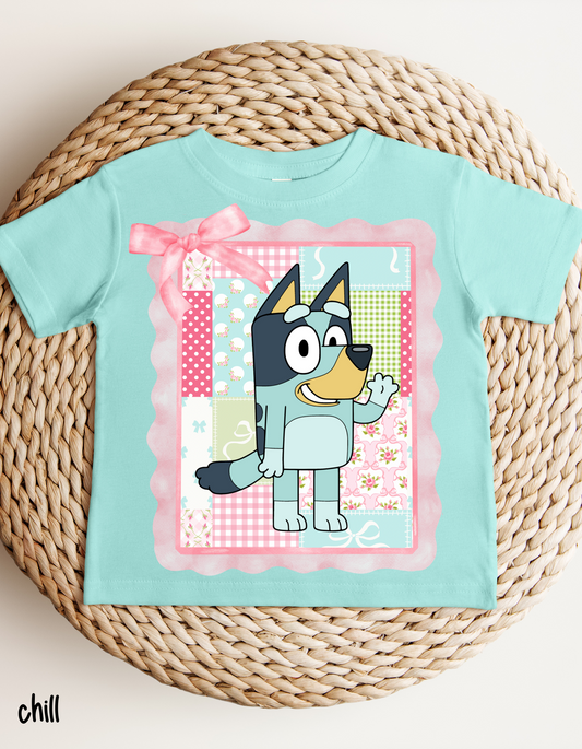 Blue Dog Coquette Bow DTF Transfer