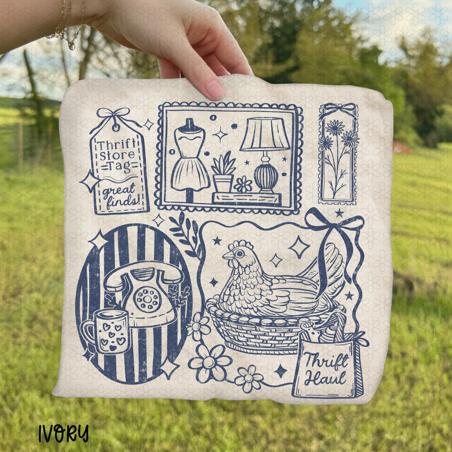 Blue All things Thrifting DTF Transfer