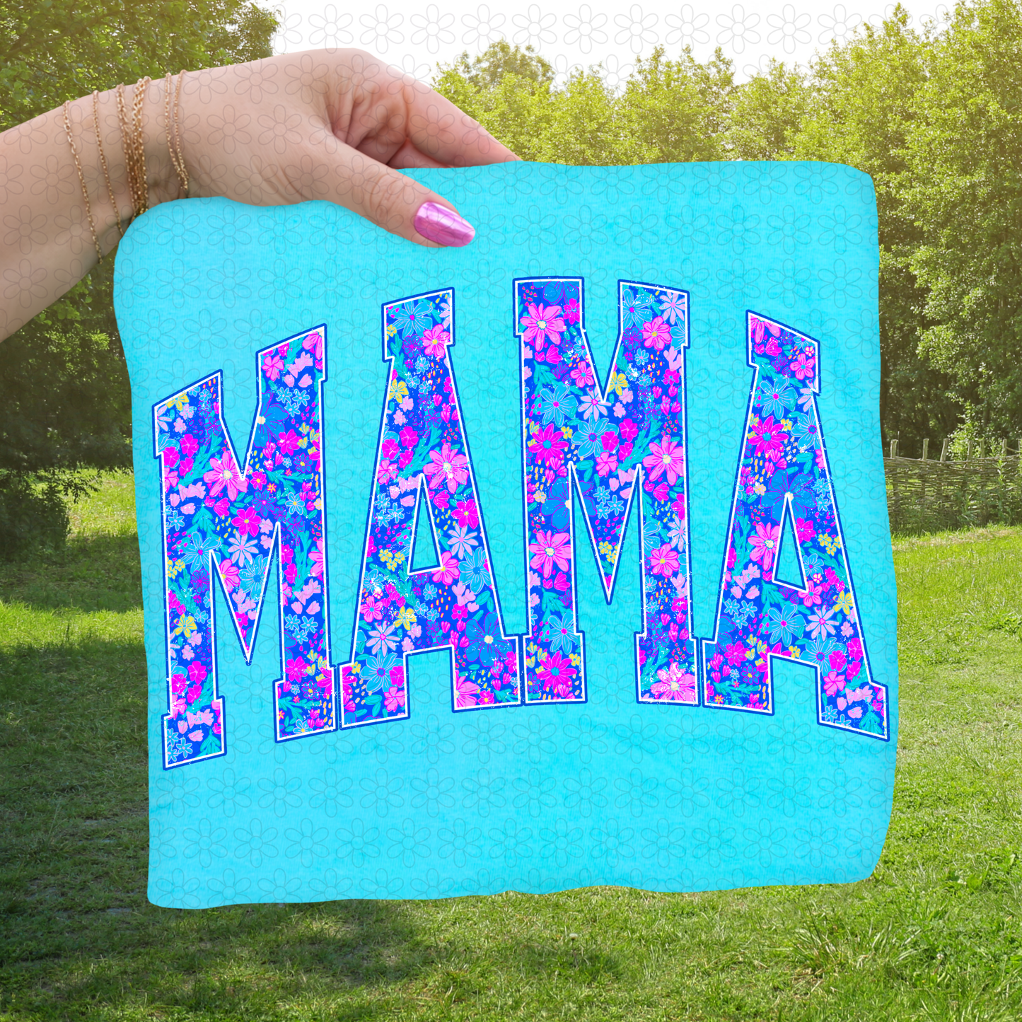Blue Floral Mama DTF Transfer