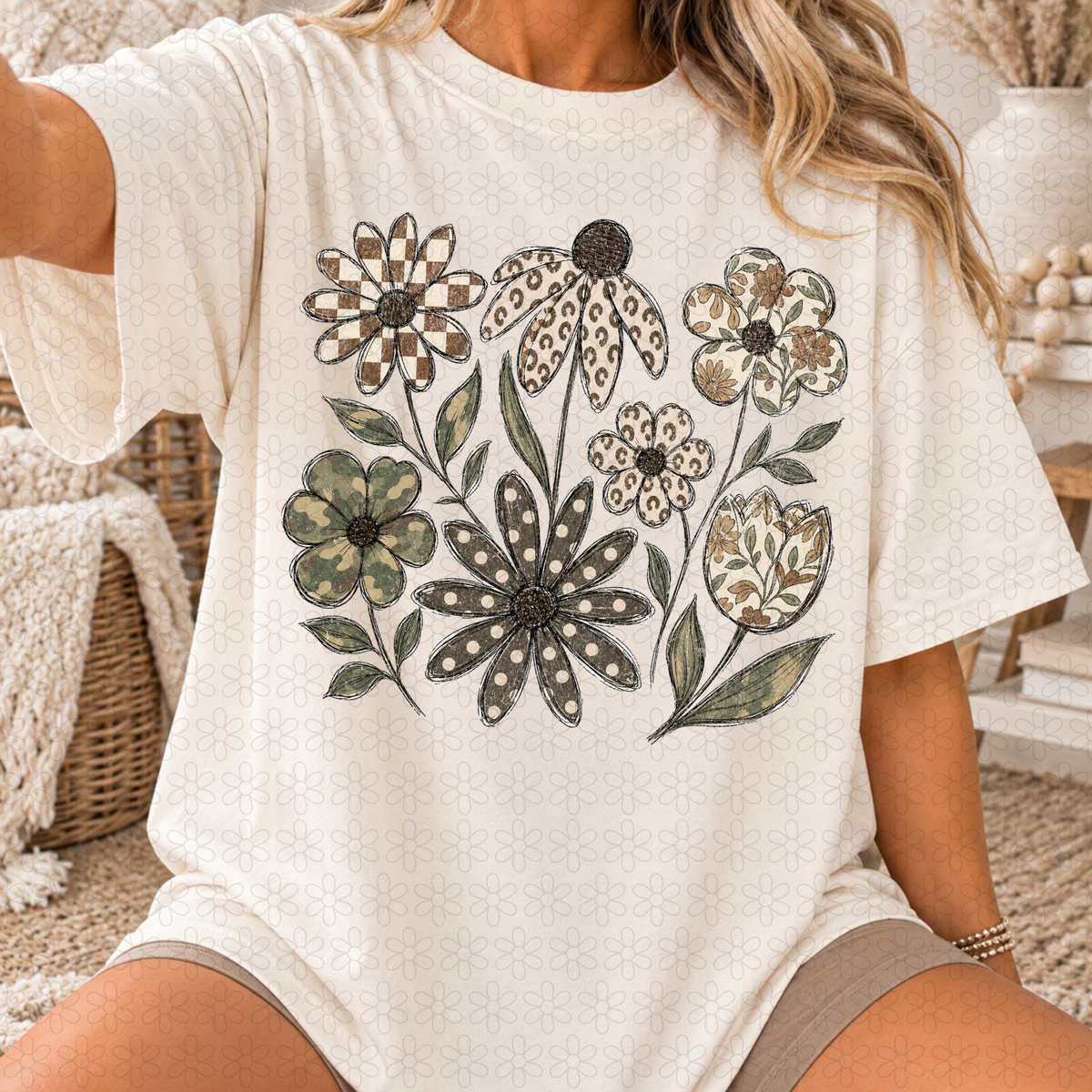 Boho Camo Flowers DTF Transfer