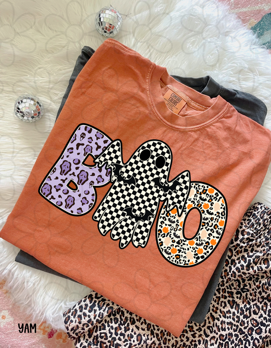 Boo Leopard Checkered Ghost DTF Transfer