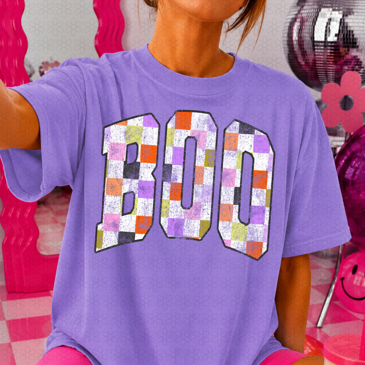 Boo Checkered DTF Transfer