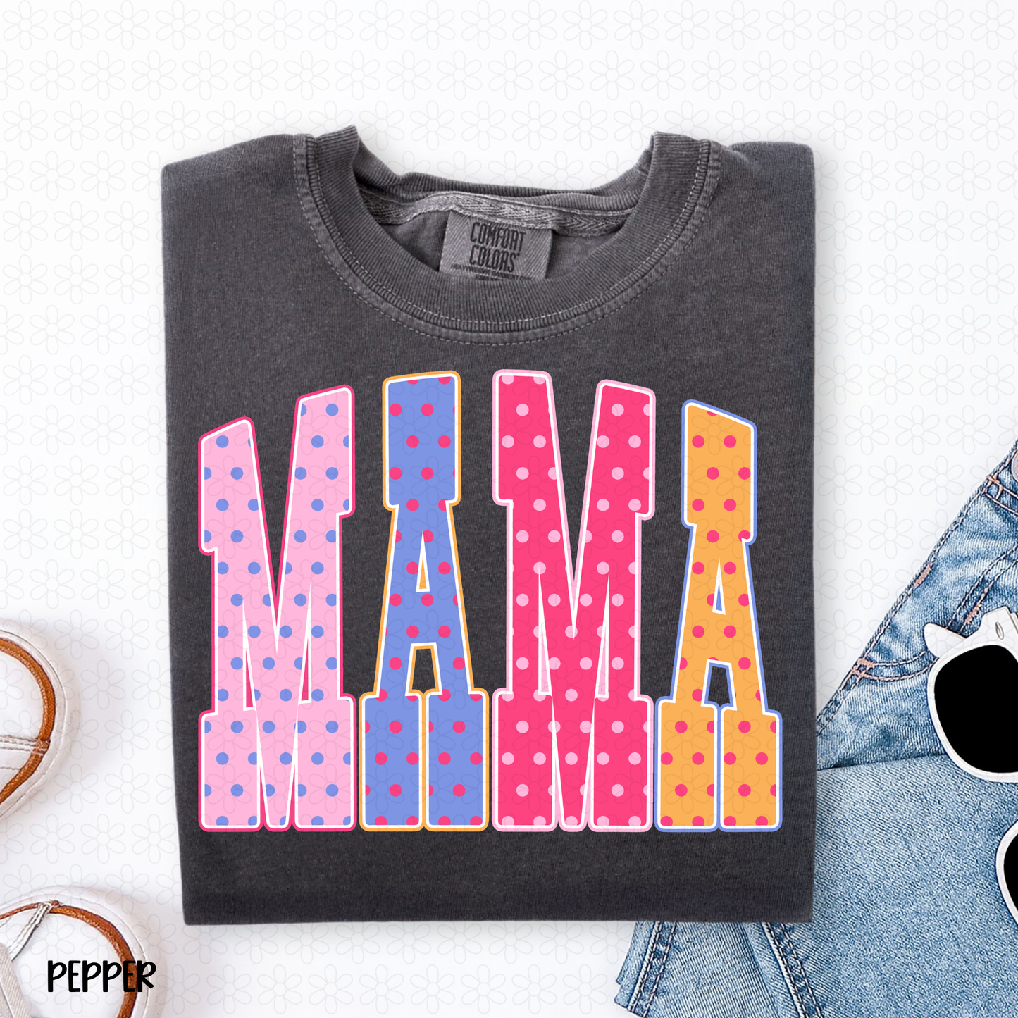 Bright Polka Dot Mama DTF Transfer