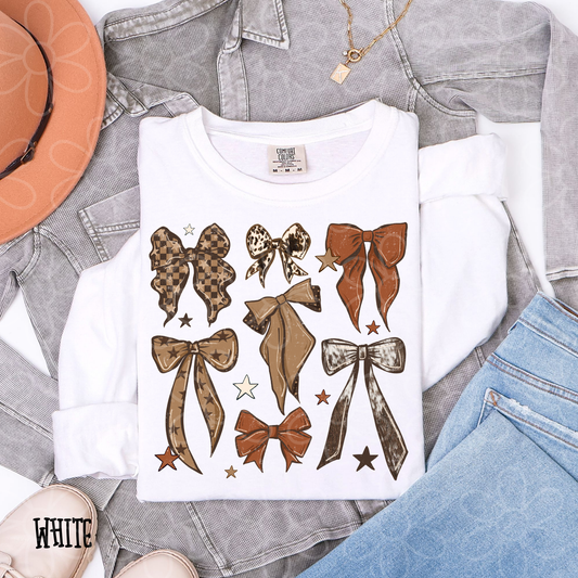 Brown Bows & Stars DTF Transfer