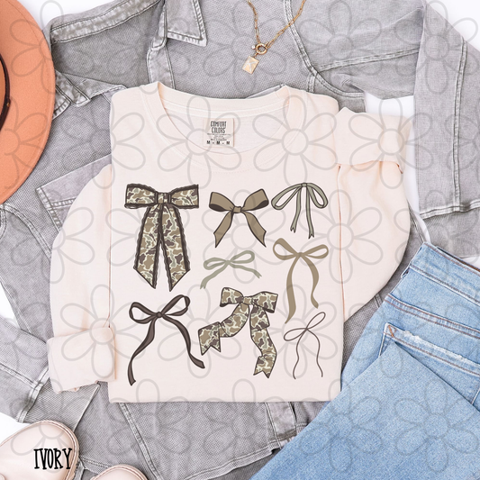 Brown Camo Bows Kids Completed Tee