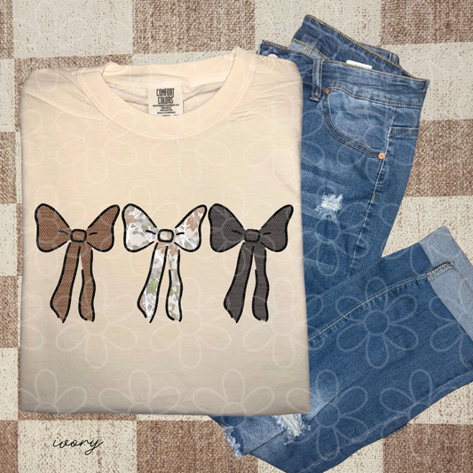 Brown & Camo Bows Kids Completed Tee