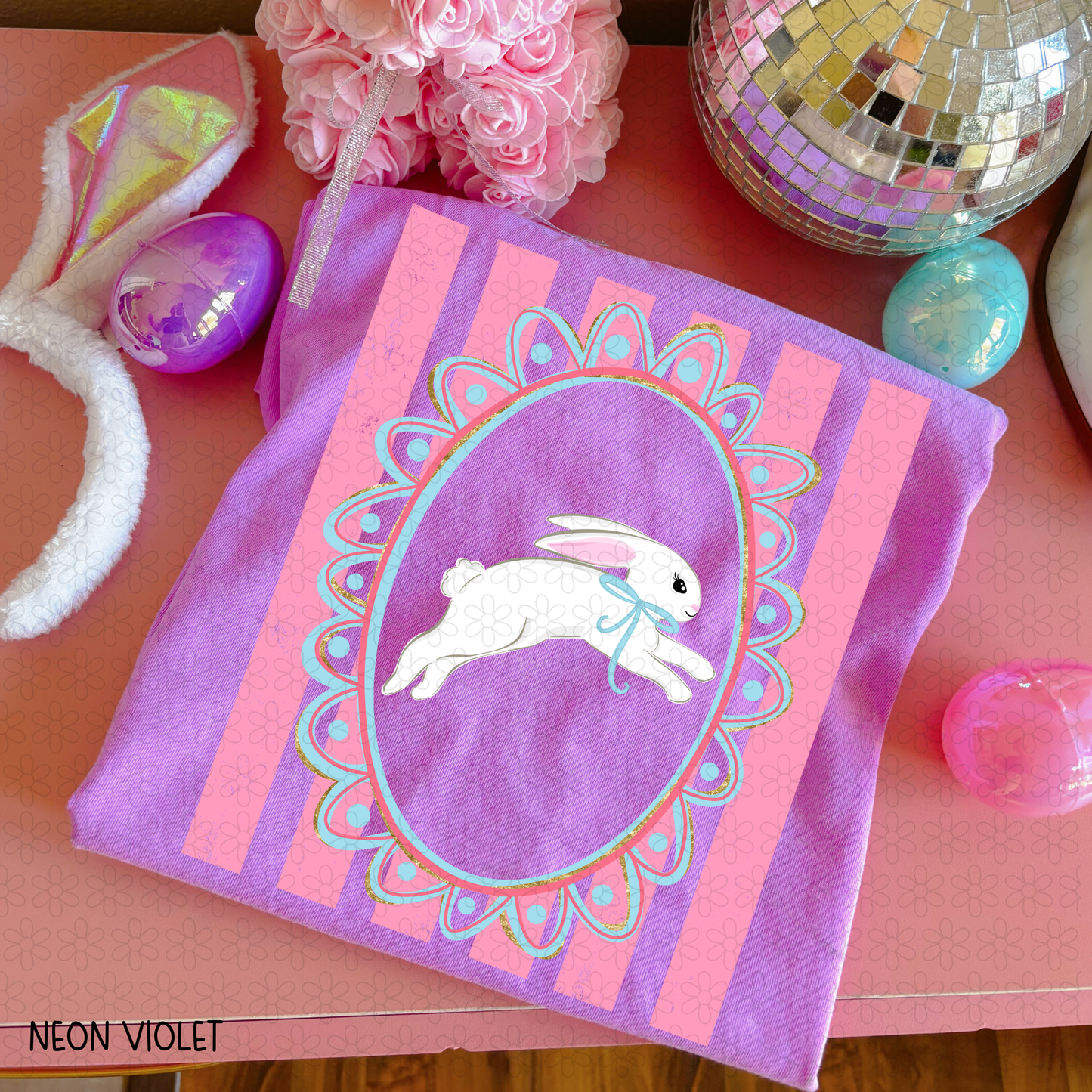 Bunny Pink Stripes DTF Transfer
