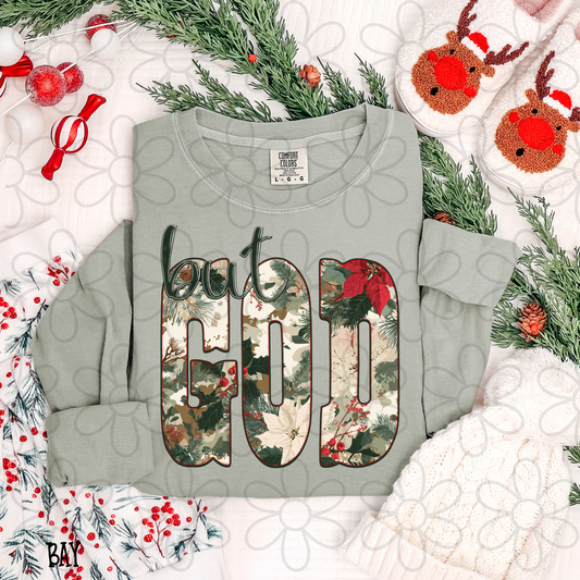 But God Christmas Flower Completed Tee