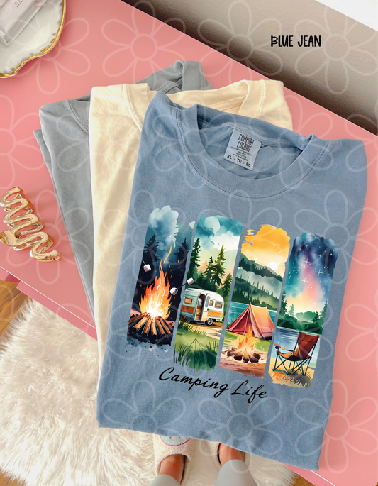 Camping Life Watercolor Kids Completed Tee