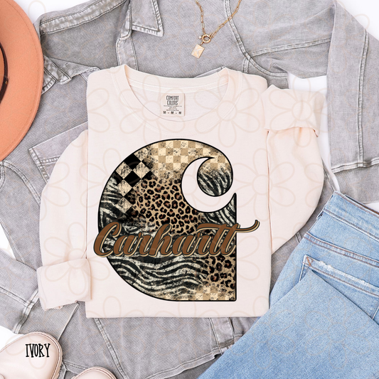 Checkered Animal Print Carhartt DTF Transfer