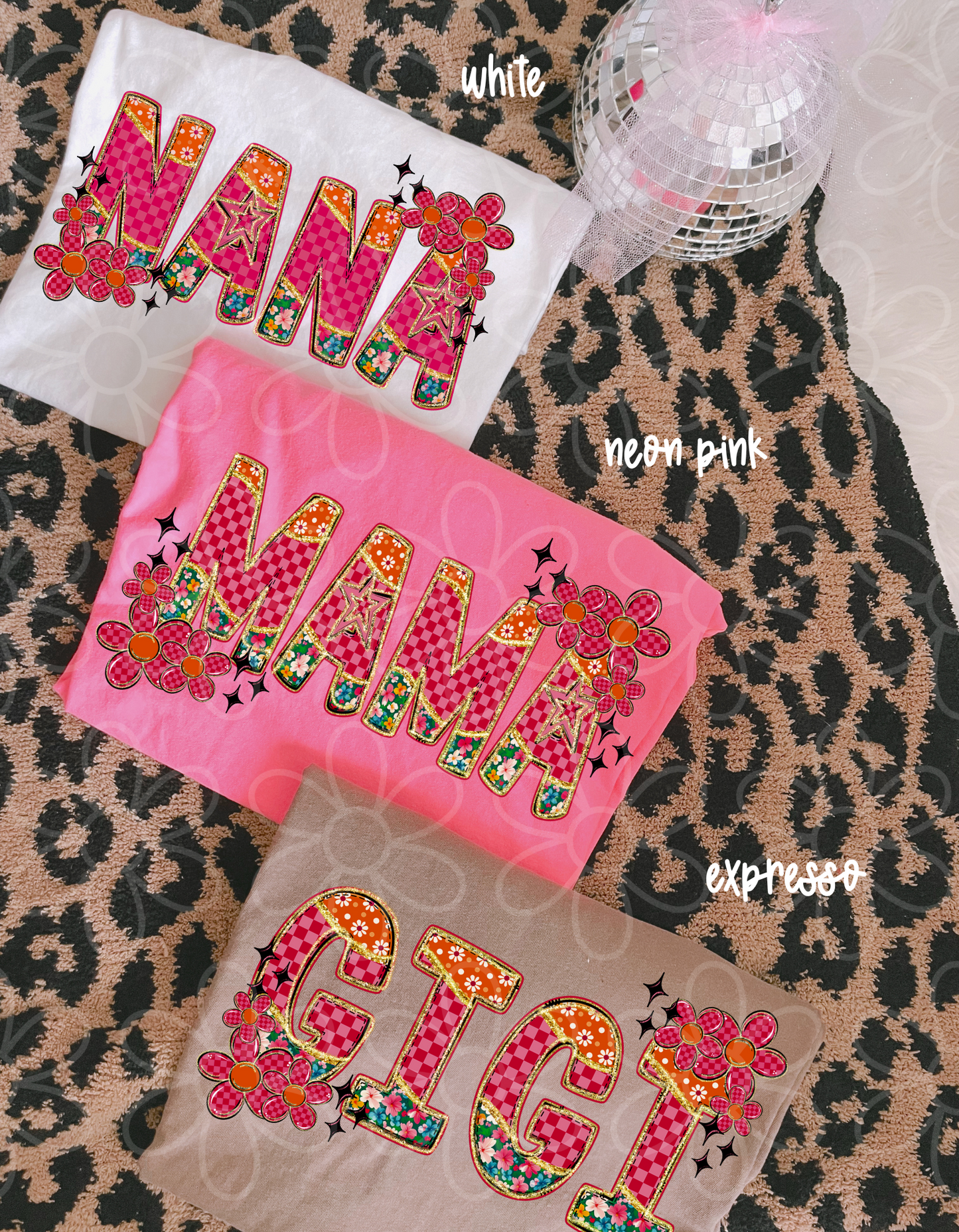 Checkered Flowers NaNa DTF Transfer