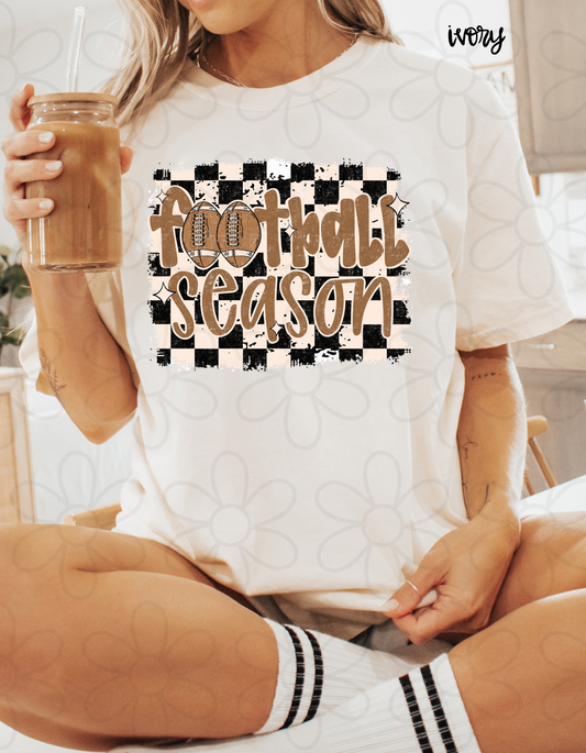 Checkered Football Season Kids Completed Tee