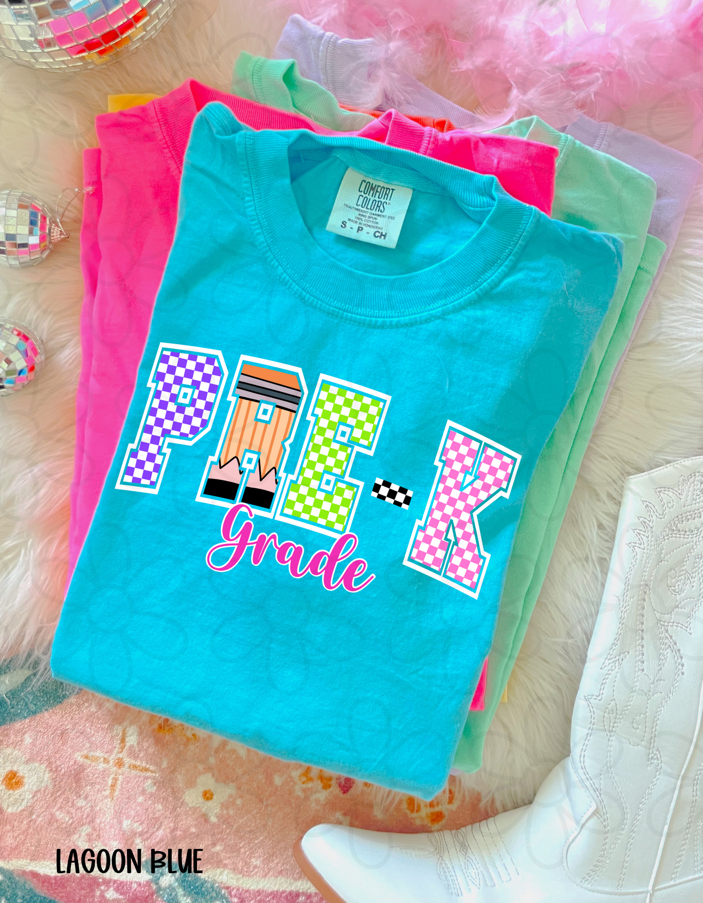 Checkered Pencil School Grades (Multiple Options) Completed Tee