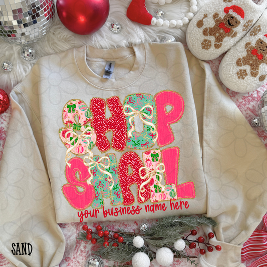 Christmas Bows Shop Small Custom Name DTF Transfer