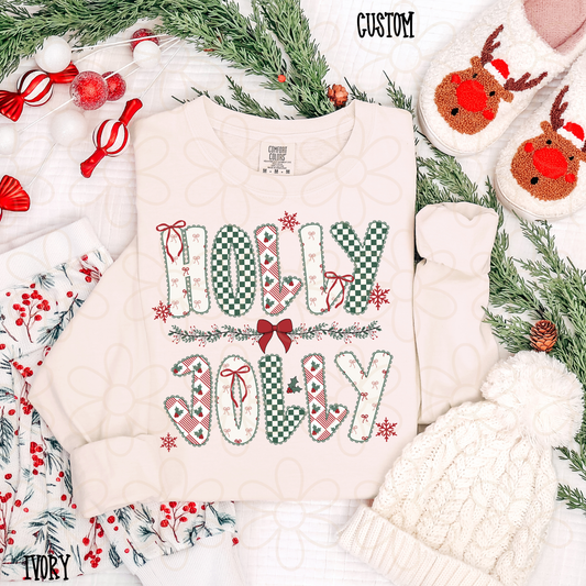 Christmas Checkered Bows Custom Name Kids Completed Tee