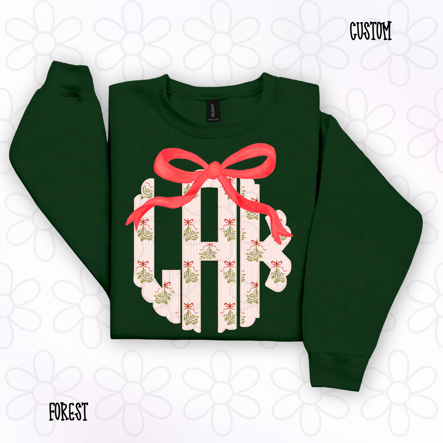 Christmas Tree Stripes Custom Monogram DTF Transfer