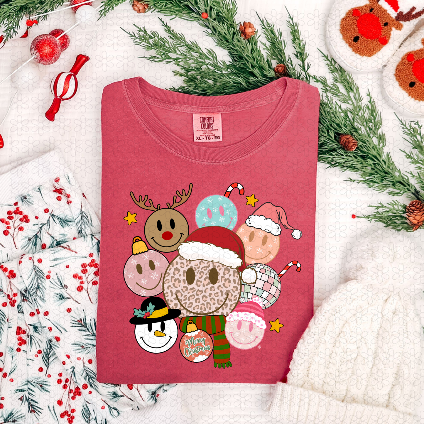 Christmas Smileys DTF Transfer