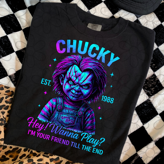 Chucky Hey Wanna Play? DTF Transfer