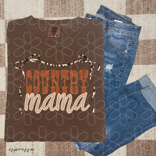 Country Mama Cow Bows Completed Tee
