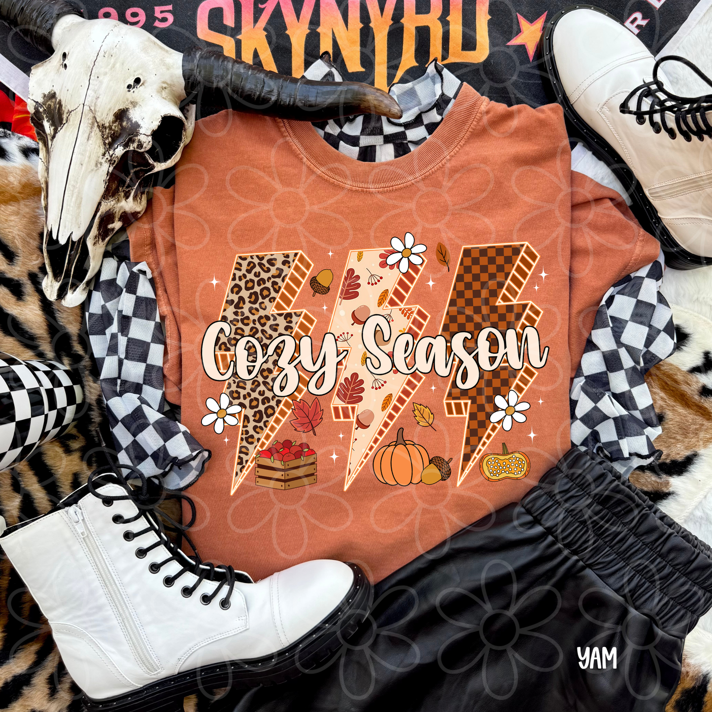 Cozy Season Fall Lightning Bolts DTF Transfer