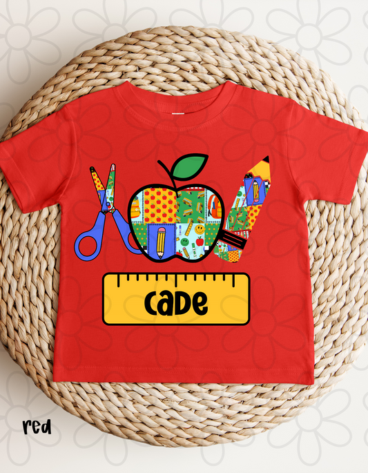 Custom Name Blue Back To School Trio  Kids Completed Tee