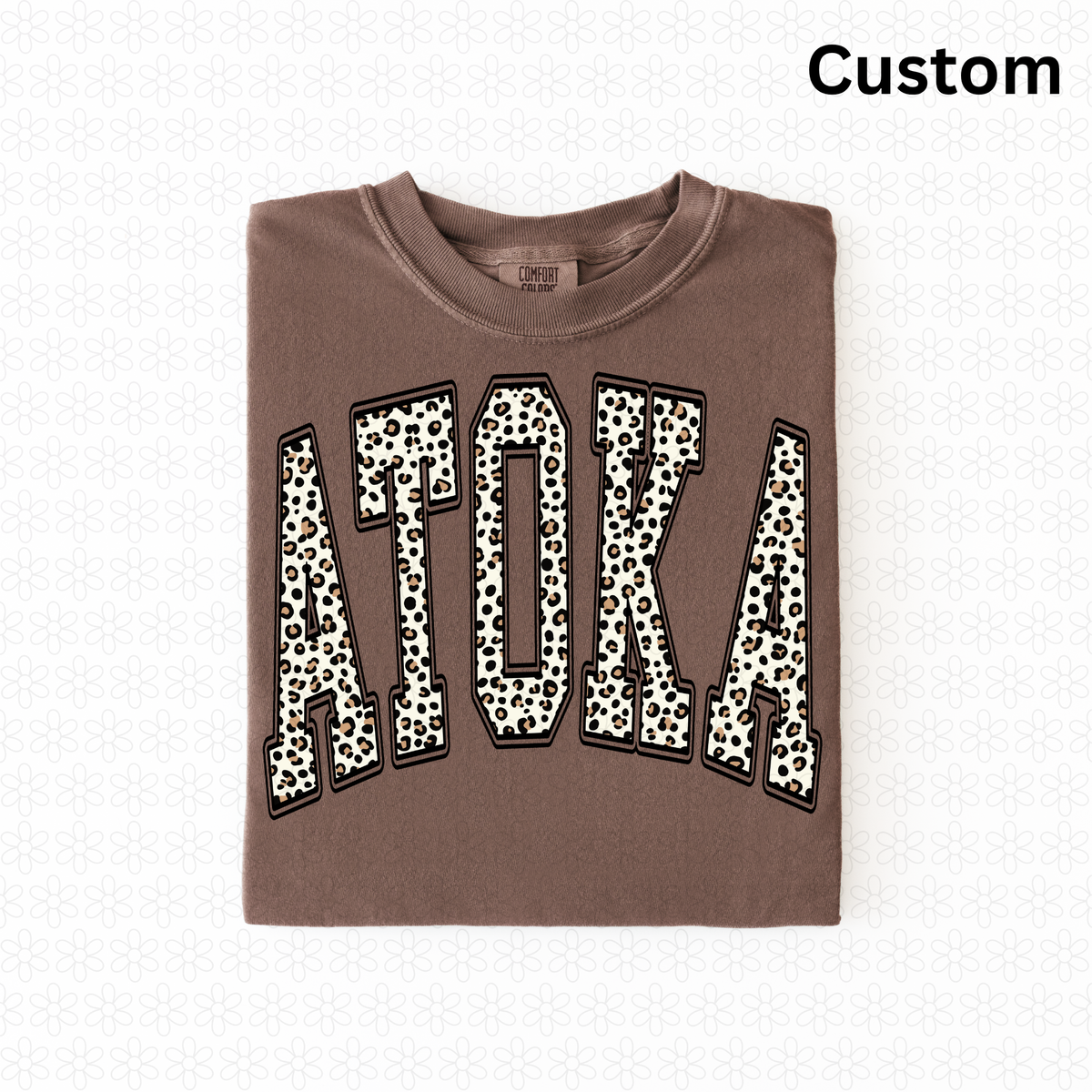 Custom Brown Leopard Print Varsity Arch DTF Transfer