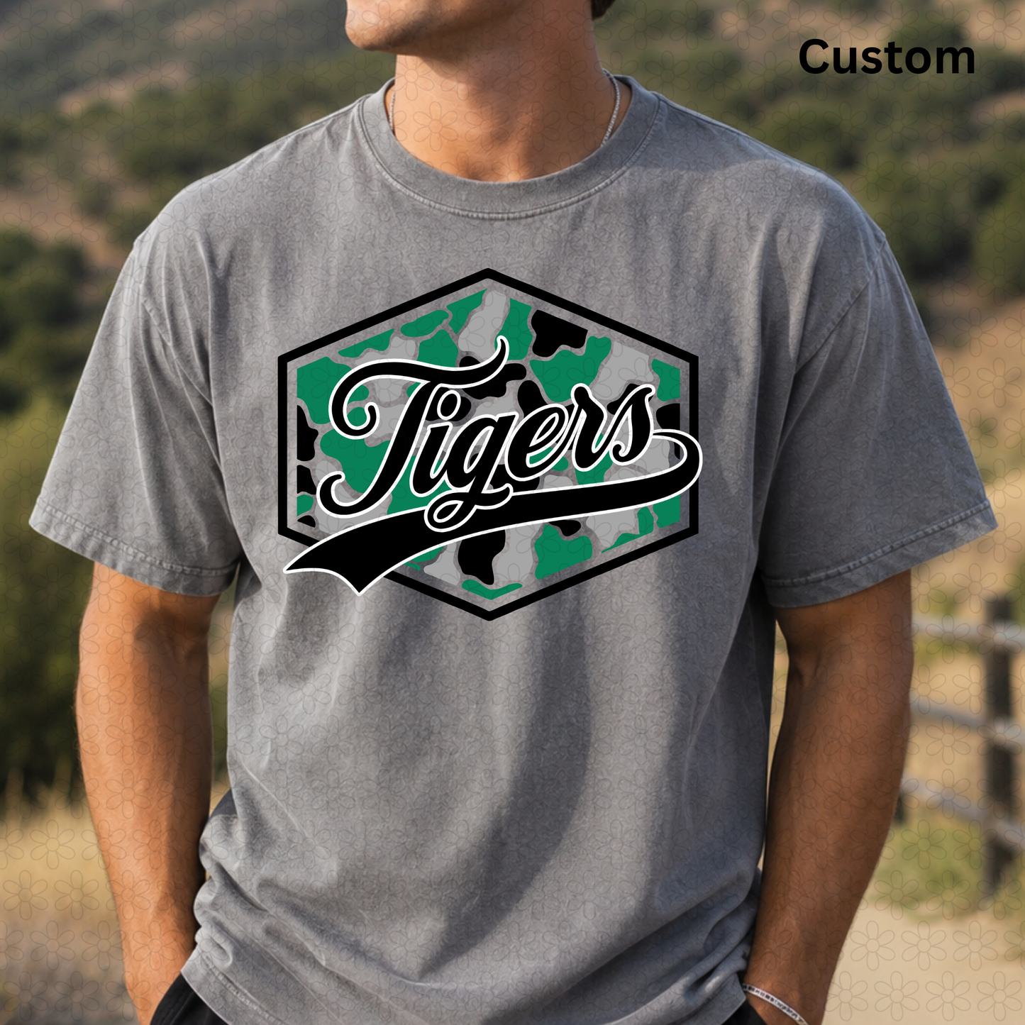 Custom Camo Hexagon Mascot DTF Transfer