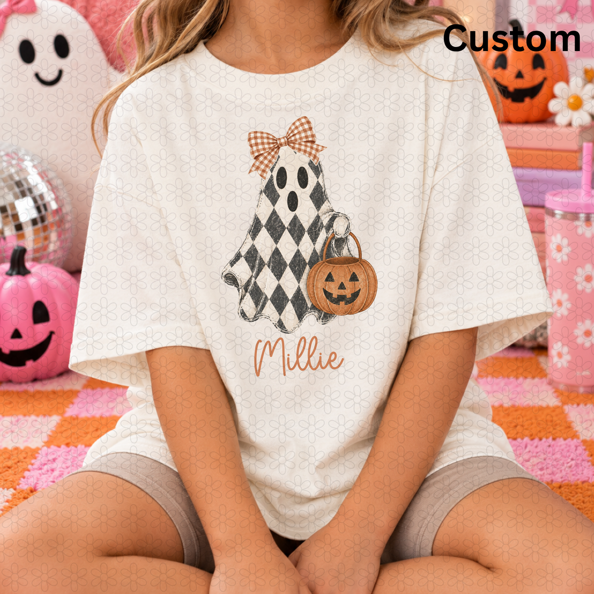 Custom Checkered Ghost Girl DTF Transfer