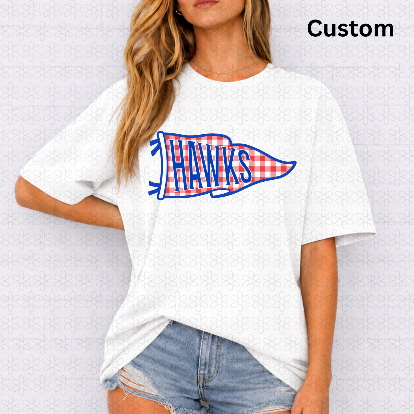 Custom Gingham Pennant Flag DTF Transfer