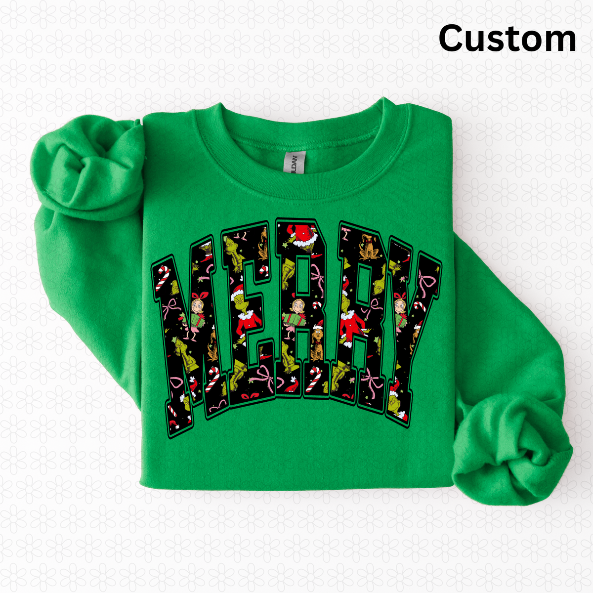 Custom Grinch Black Varsity Arch DTF Transfer