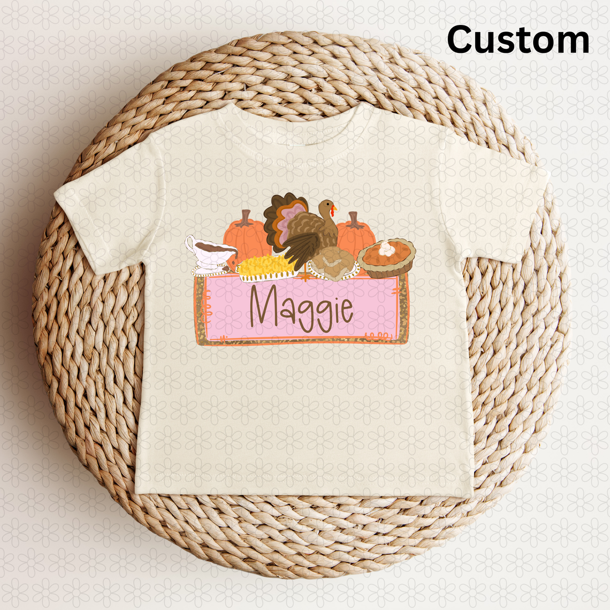 Custom Thanksgiving girl nameplate DTF Transfer