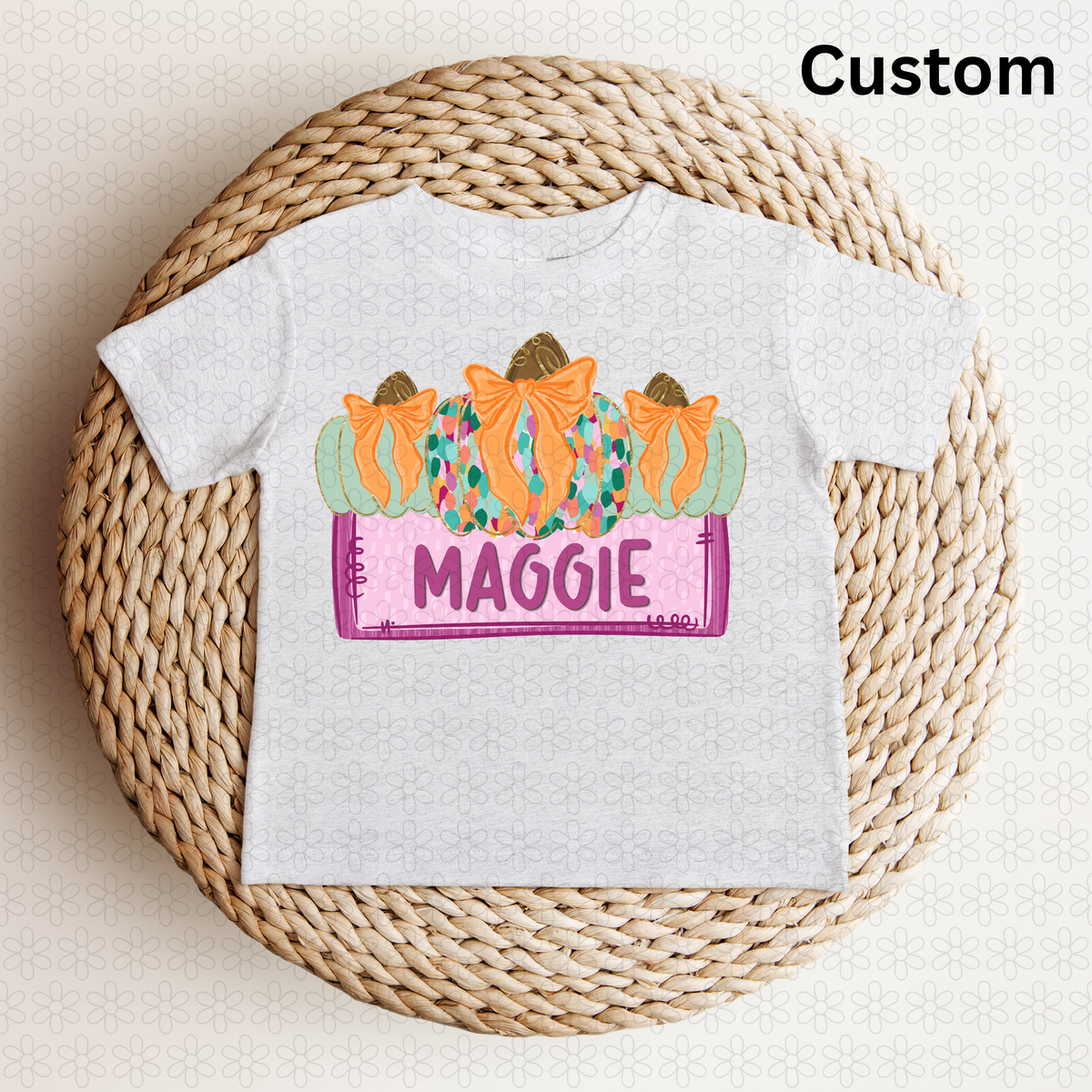 Custom colorful pumpkin nameplate DTF Transfer