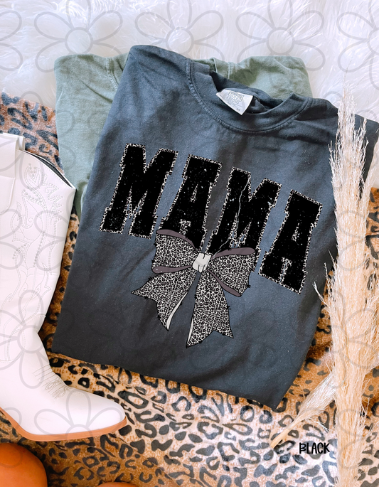 Distressed MaMa Leopard Bow DTF Transfer