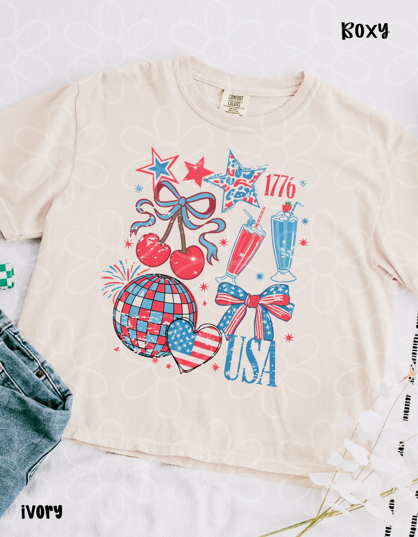 Distressed Retro USA Collage Completed Tee