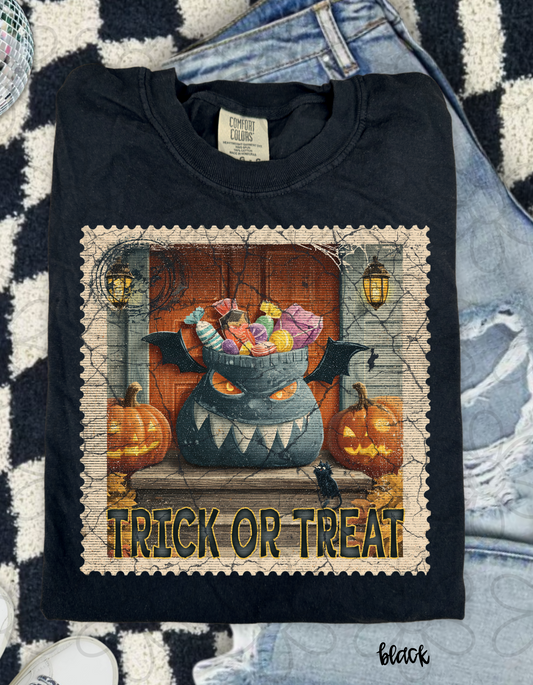 Distressed Trick Or Treat Stamp Kids Completed Tee
